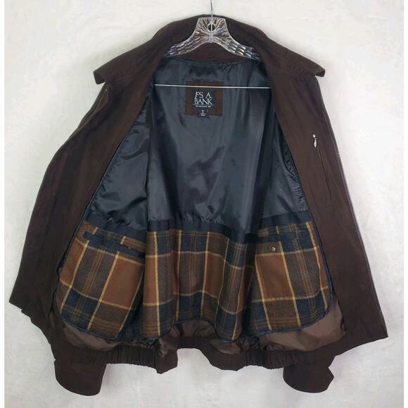 Jos. A. Bank Mens Bomber Jacket Removable Lining Faux Suede Dark Brown Sz XL - Picture 7 of 15